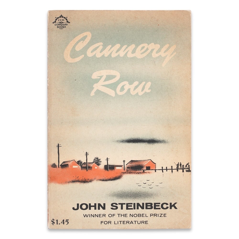 JOHN STEINBECK SIGNED "CANNERY ROW": 7 3/4 x 5 in (19.6 x 12.8 cm) Provenance and Authentication: This collectible has undergone a rigorous forensic evaluation. The signatures were carefully analyzed across multiple criteria, including i