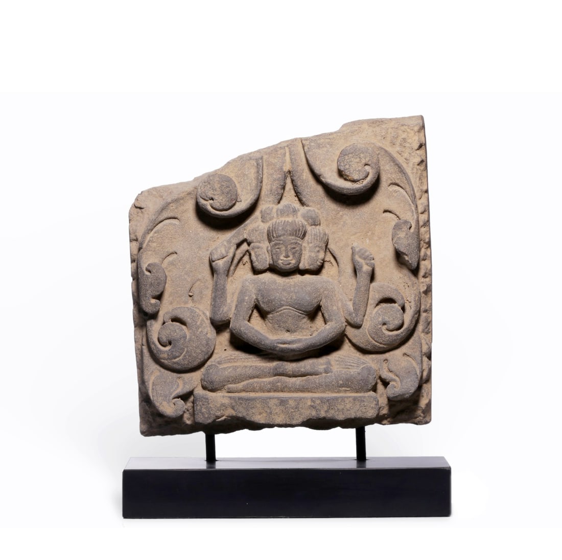Chinese Stone Carved Three-Faced Buddha Seated Statue (1 of 9)