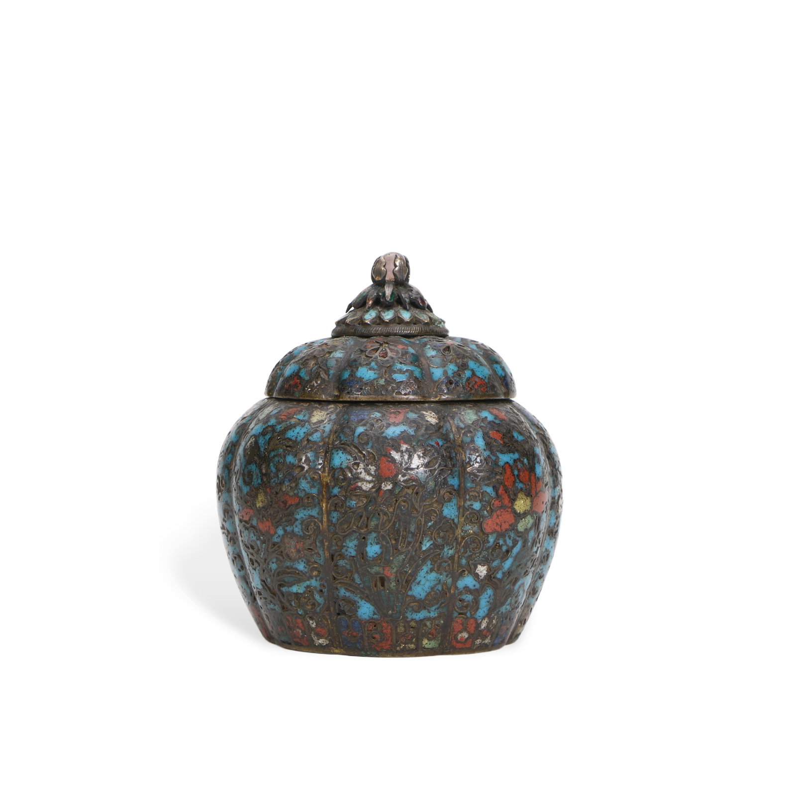Chinese Cloisonn?? Pumpkin Jar: Height 9cm, Belly diameter 7.5cm