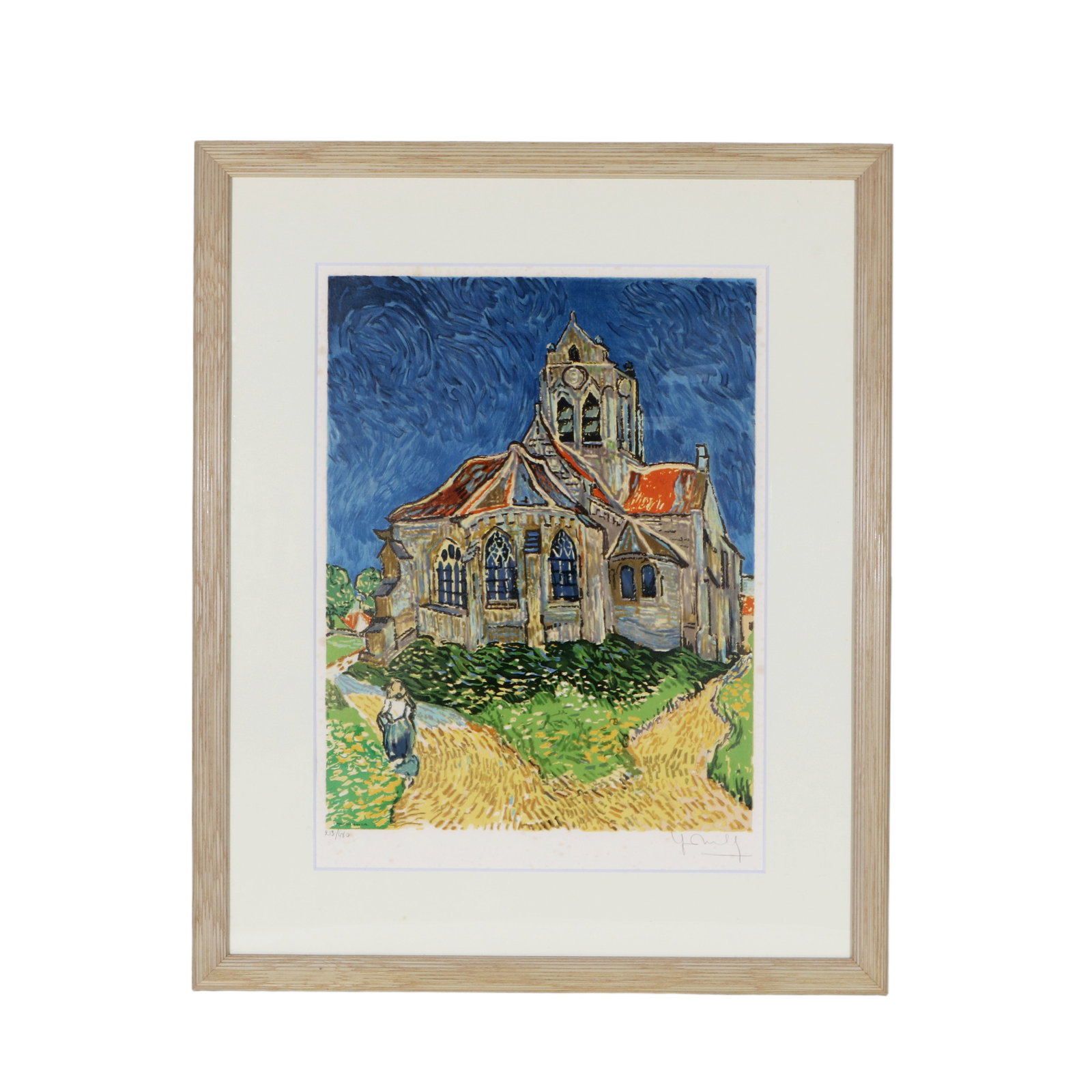 Vincent van Gogh mark Orville Church print: The frame is 79cm high and 65cm wide; the core is 56cm high and 41.5cm wide.