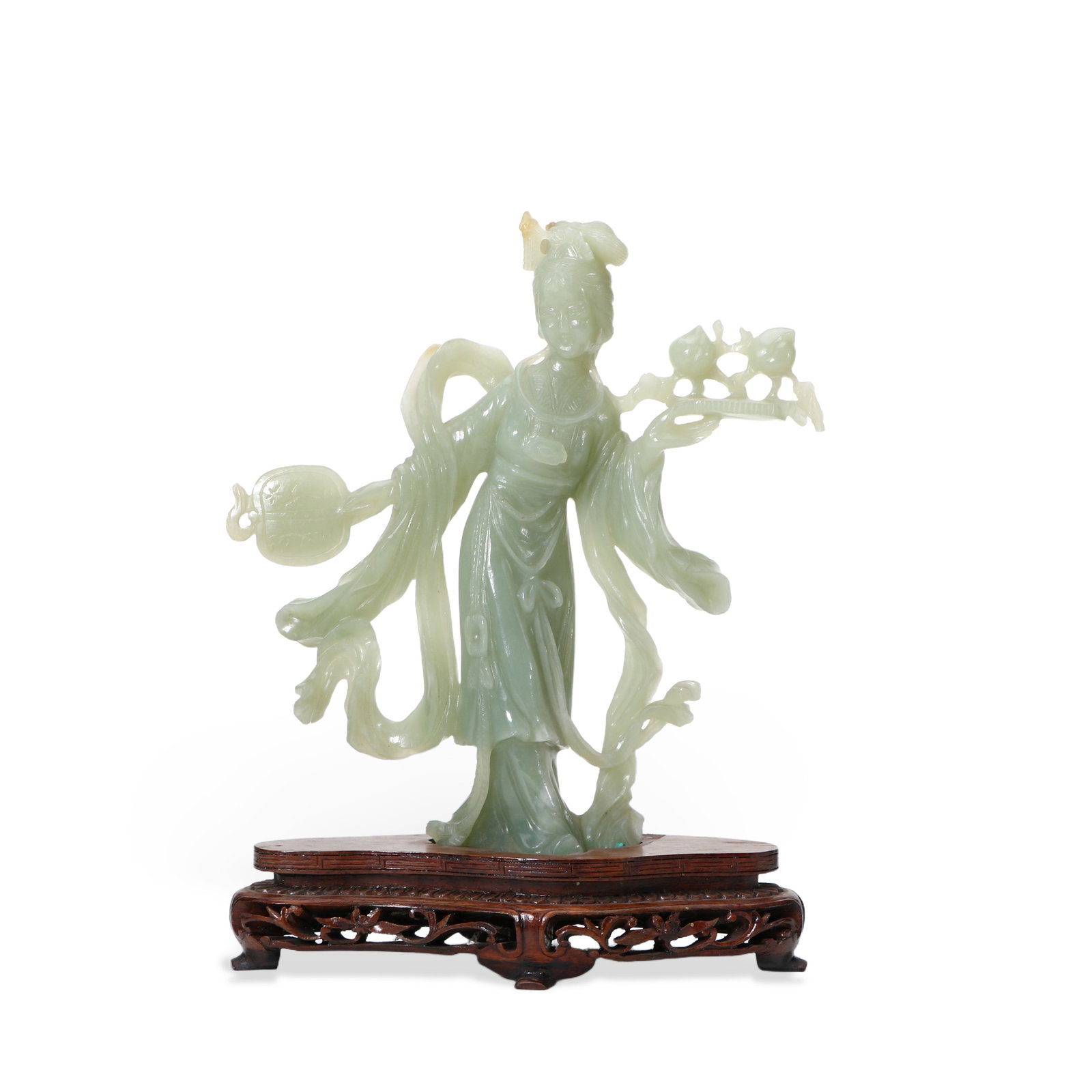 Chinese Jade carving of a fairy offering longevity symbol Qing Dynasty (1 of 5)