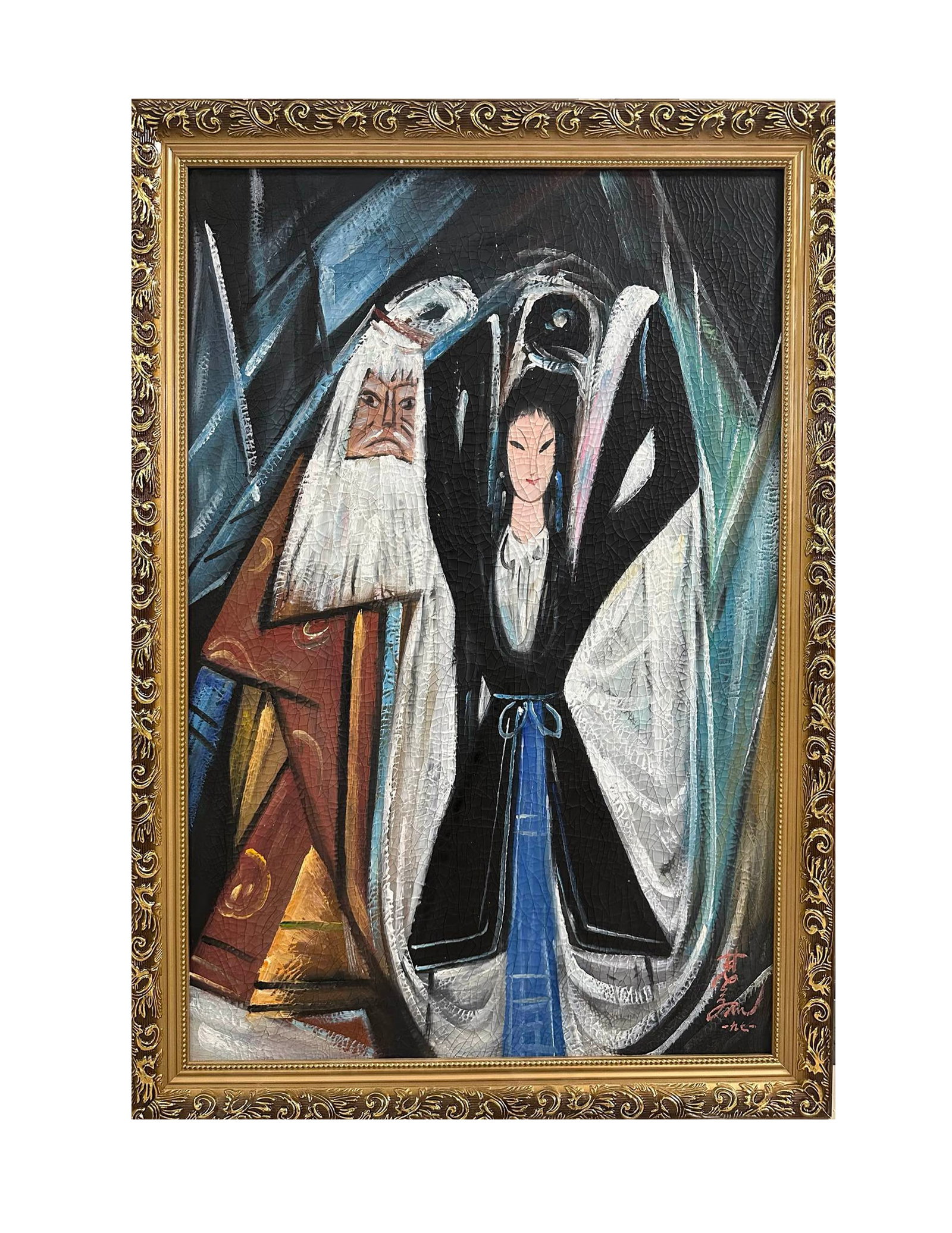 Chinese Lin Fengmian Mark figure oil paintings: Height 90cm Width 60cm