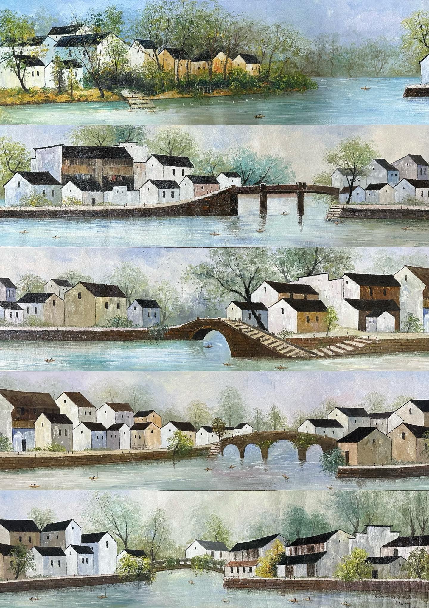 Chinese Wu Guanzhong Mark Water and Sky in One Color" scroll oil painting (1 of 18)