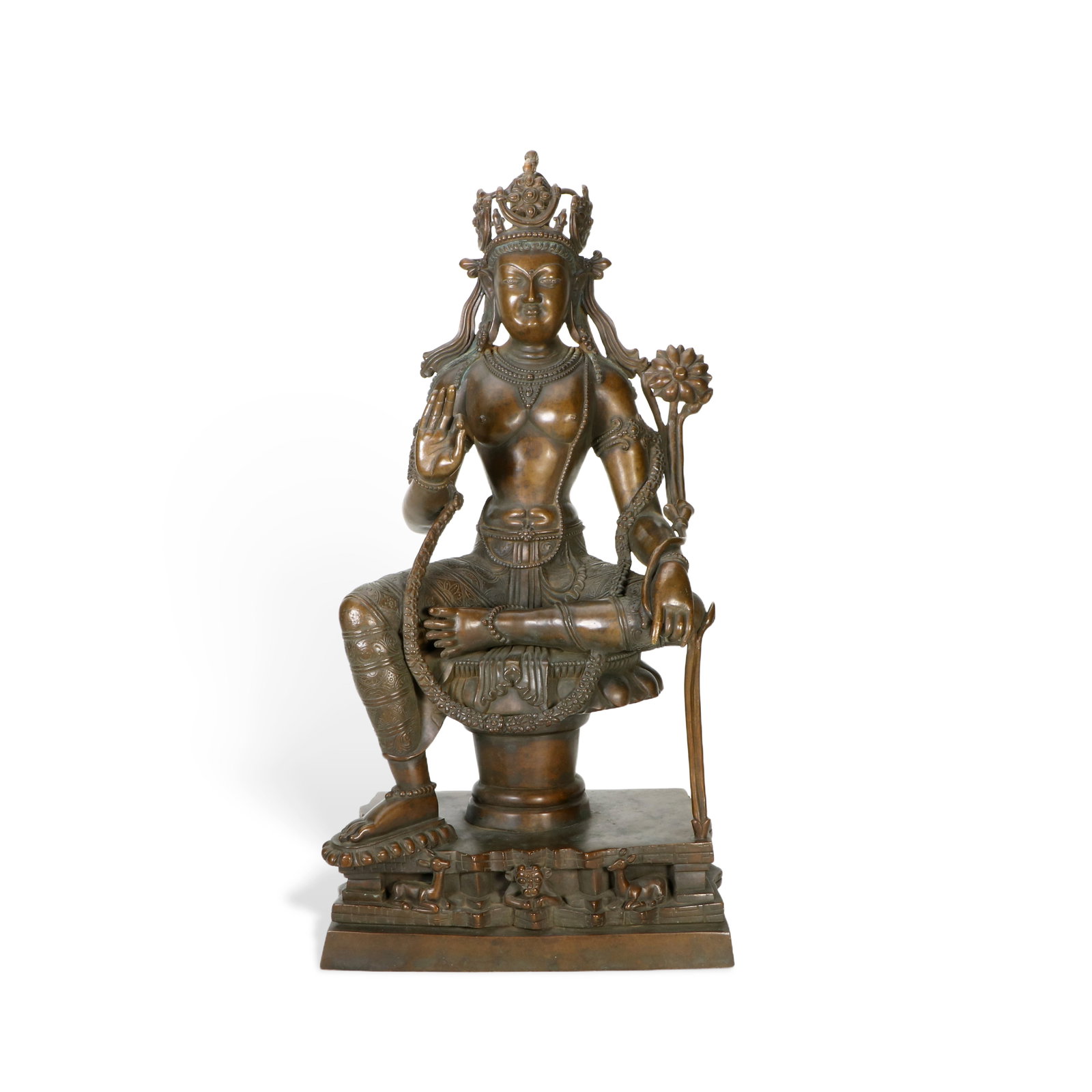 Chinese Yuan Dynasty Copper Lotus-Handed Guanyin Statue (1 of 6)