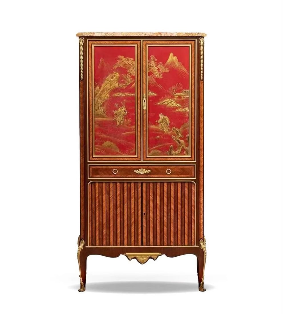 Fine lacquered wooden cabinet 19th century (1 of 4)