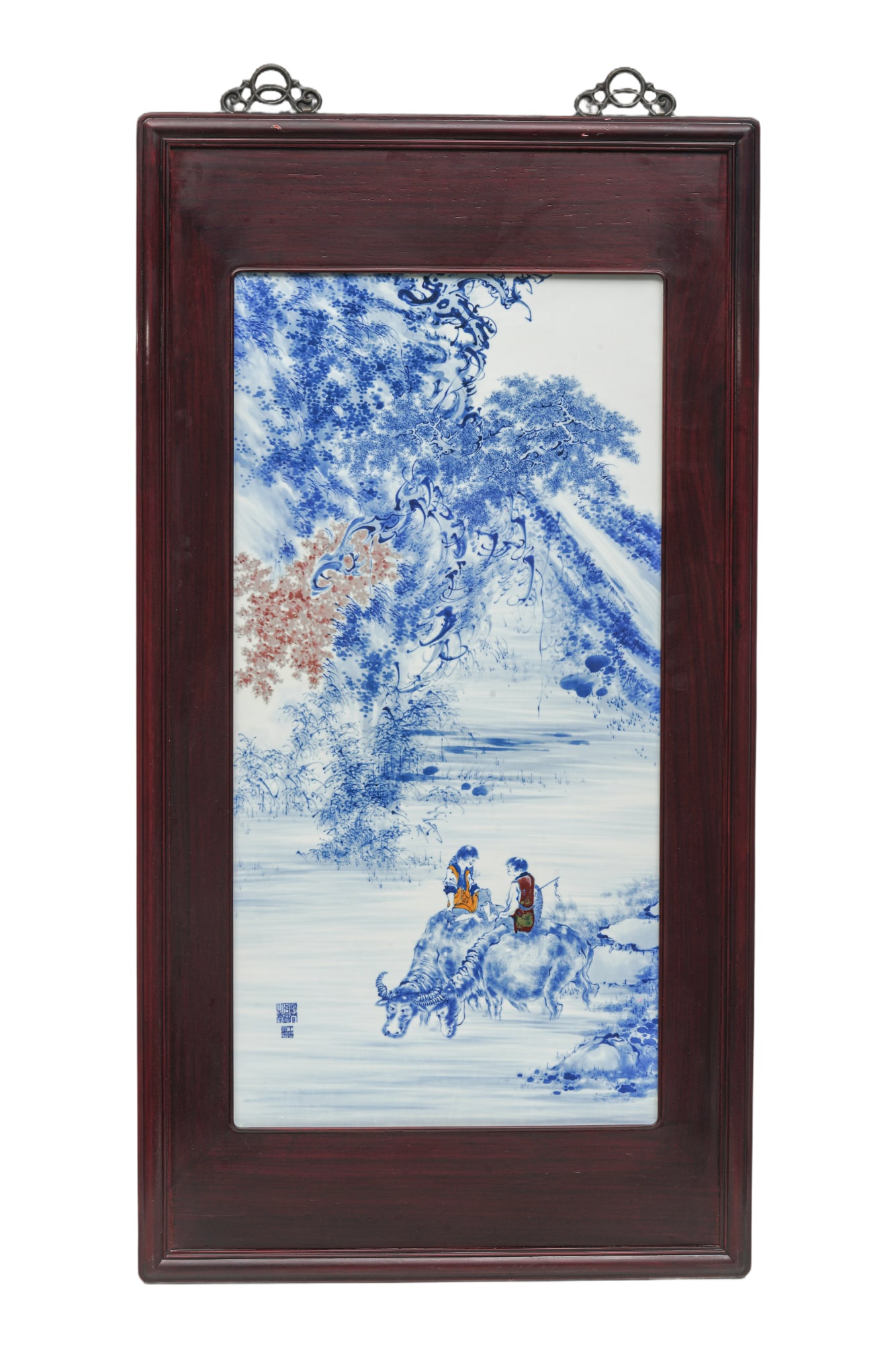 Chinese A porcelain plaque depicting the amusing story of Wang Bu mark (1 of 5)