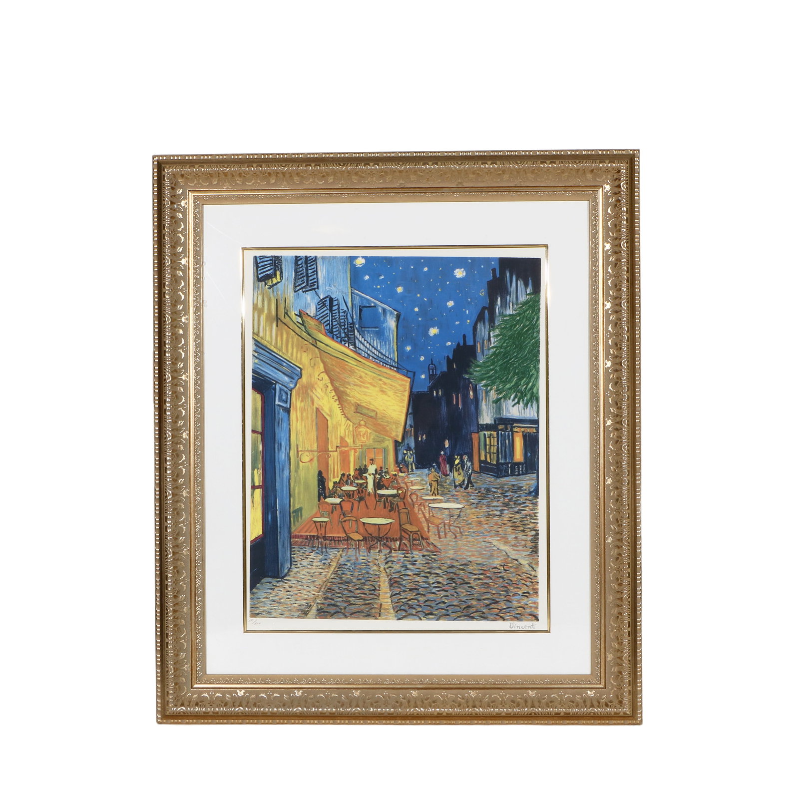 Vincent van Gogh Caf?? Terrace at Night prints: The frame is 87cm high and 74cm wide; the core is 57cm high and 47.5cm wide.