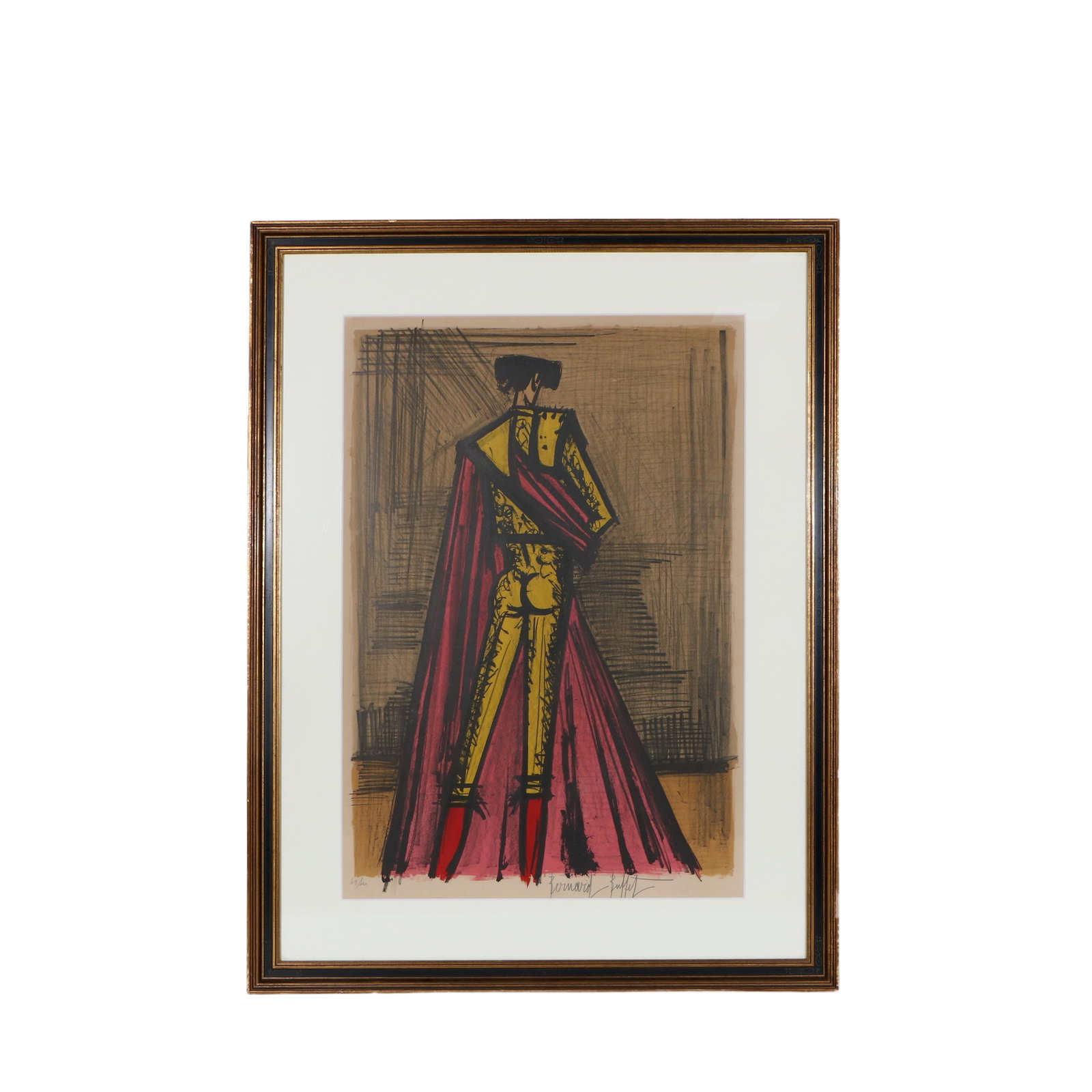 Bernard Buffet bullfighter print: Frame height 93cm, width 73cm; Core height 73cm, width 50cm