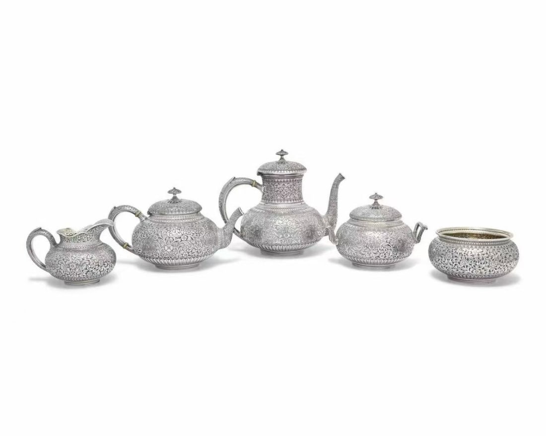 19th-century sterling silver five-piece teapot set (1 of 7)