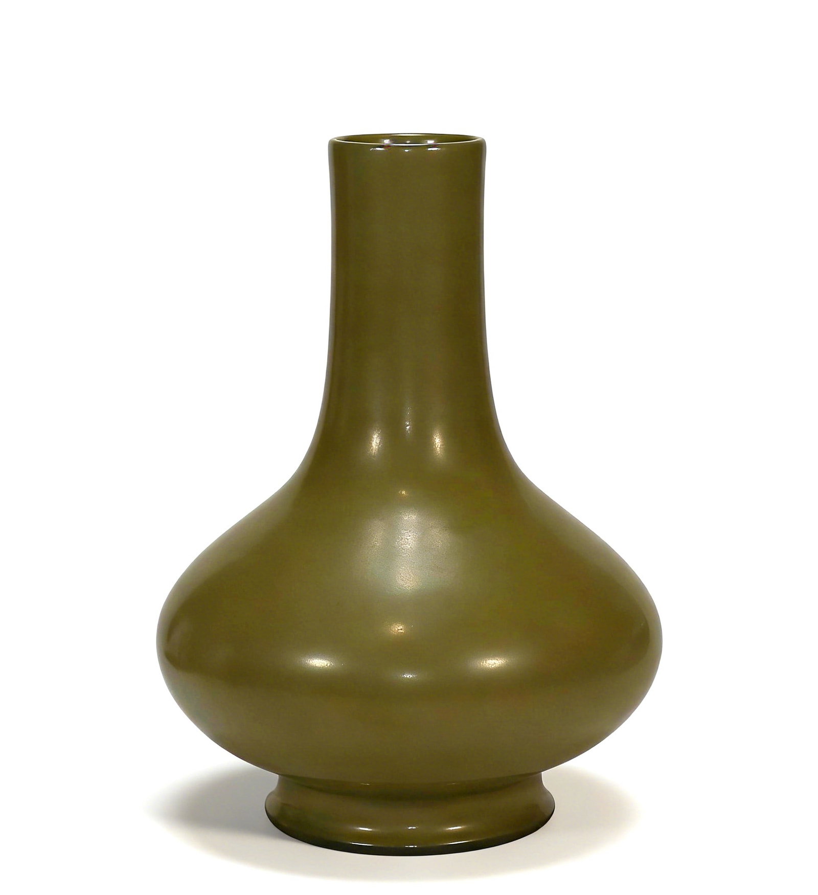 Chinese Qing Dynasty Tea Dust Glazed Water Chestnut Bottle: Height 30.5cm