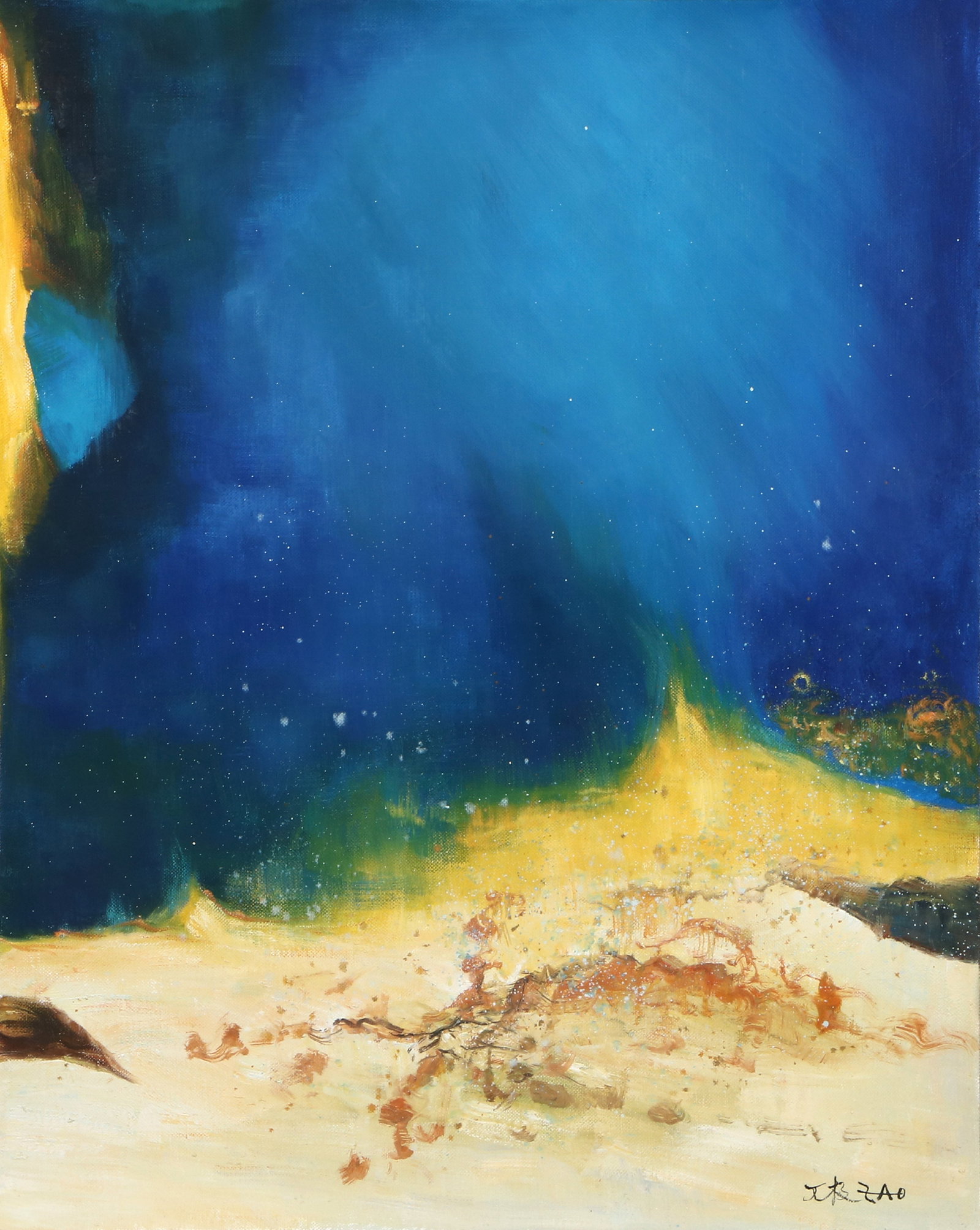 Chinese Zhao Wuji Mark Fission Oil Painting: Height 102cm Width 81cm