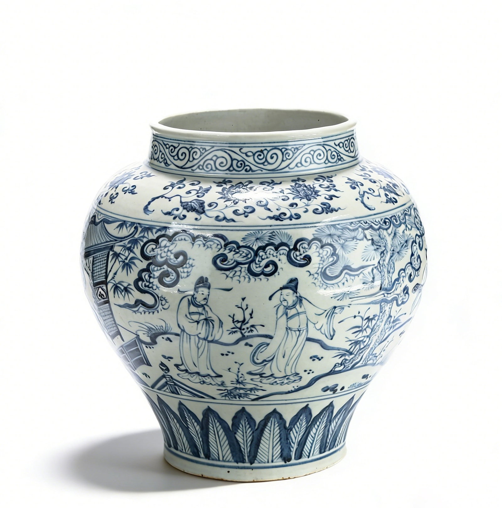 Chinese Large blue and white porcelain jar with figures and stories Ming Dynasty (1 of 7)