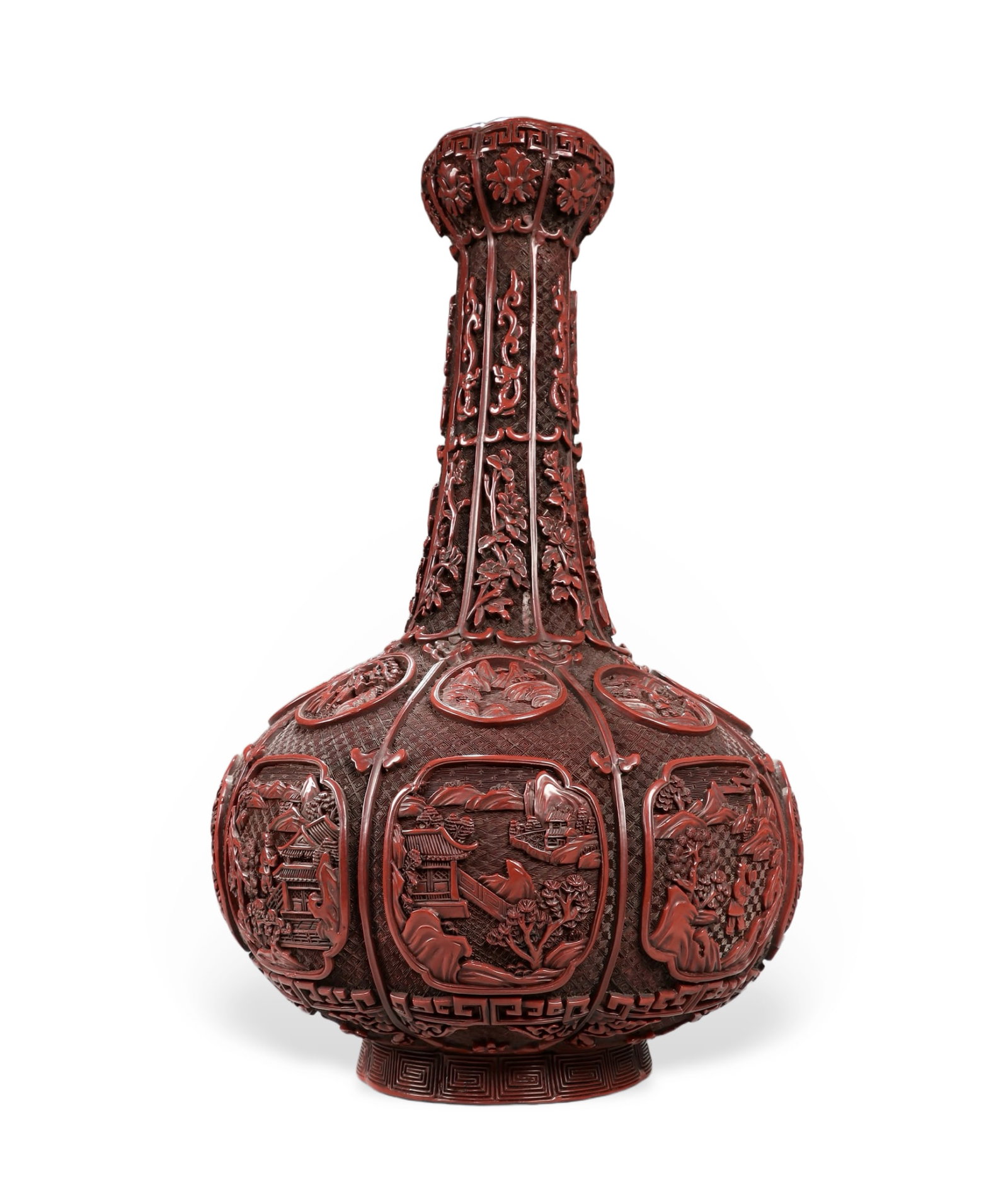 Chinese Carved red lacquer garlic-shaped bottle (1 of 9)