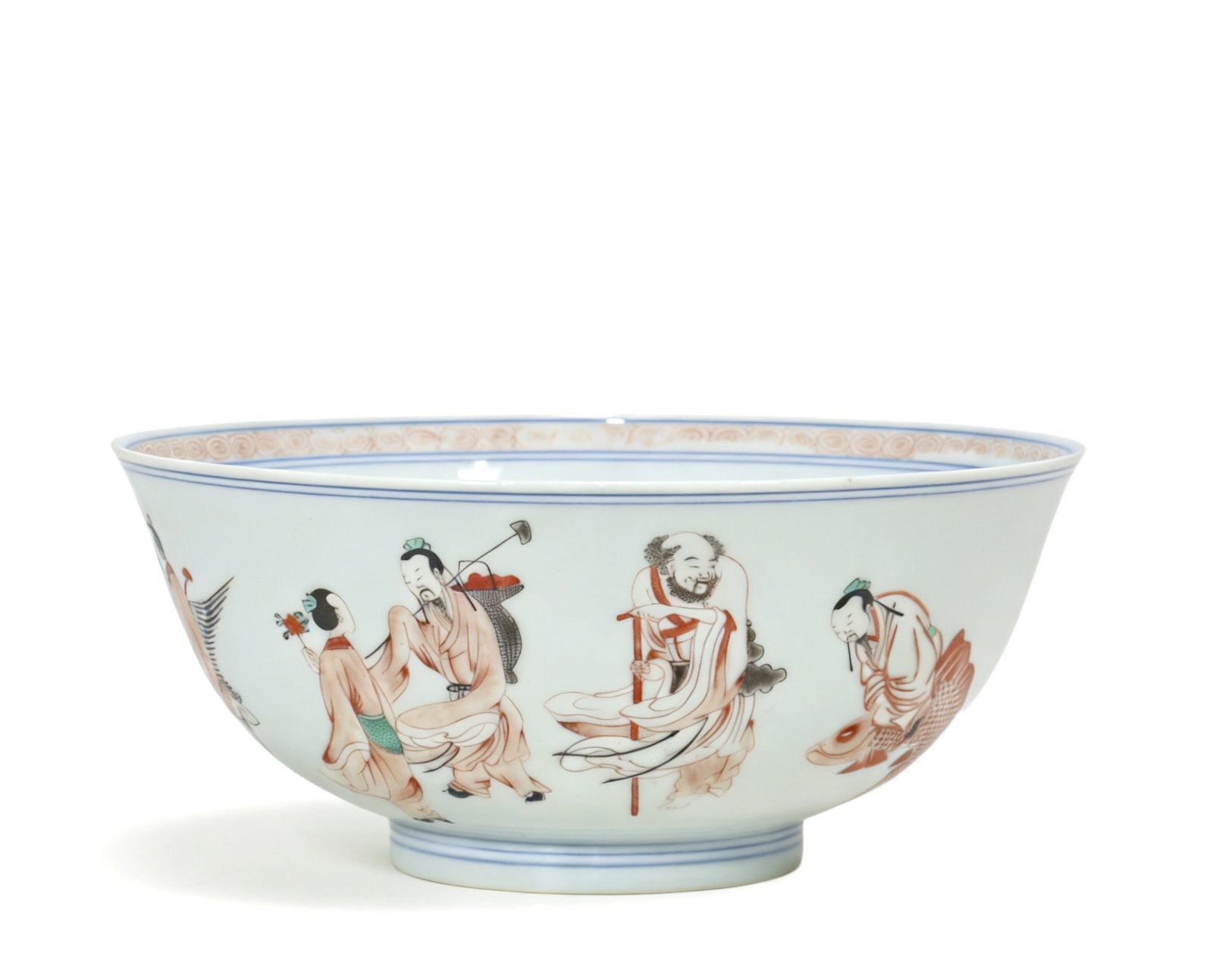 Chinese Qing Dynasty Kangxi Mark polychrome bowl with figures (1 of 6)