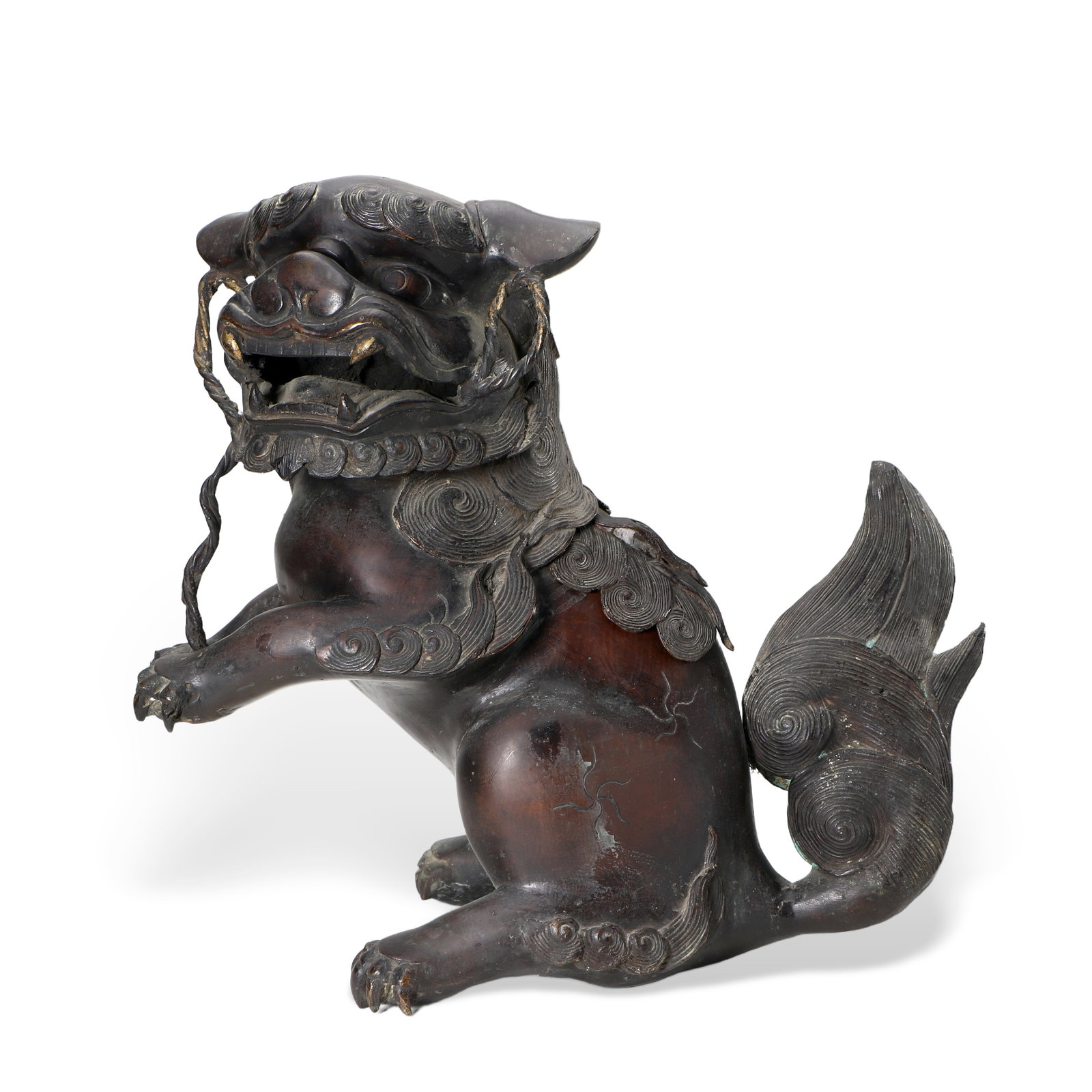 Chinese Copper Lion Incense Burner: Height 37cm, Width 40cm, Depth 23cm