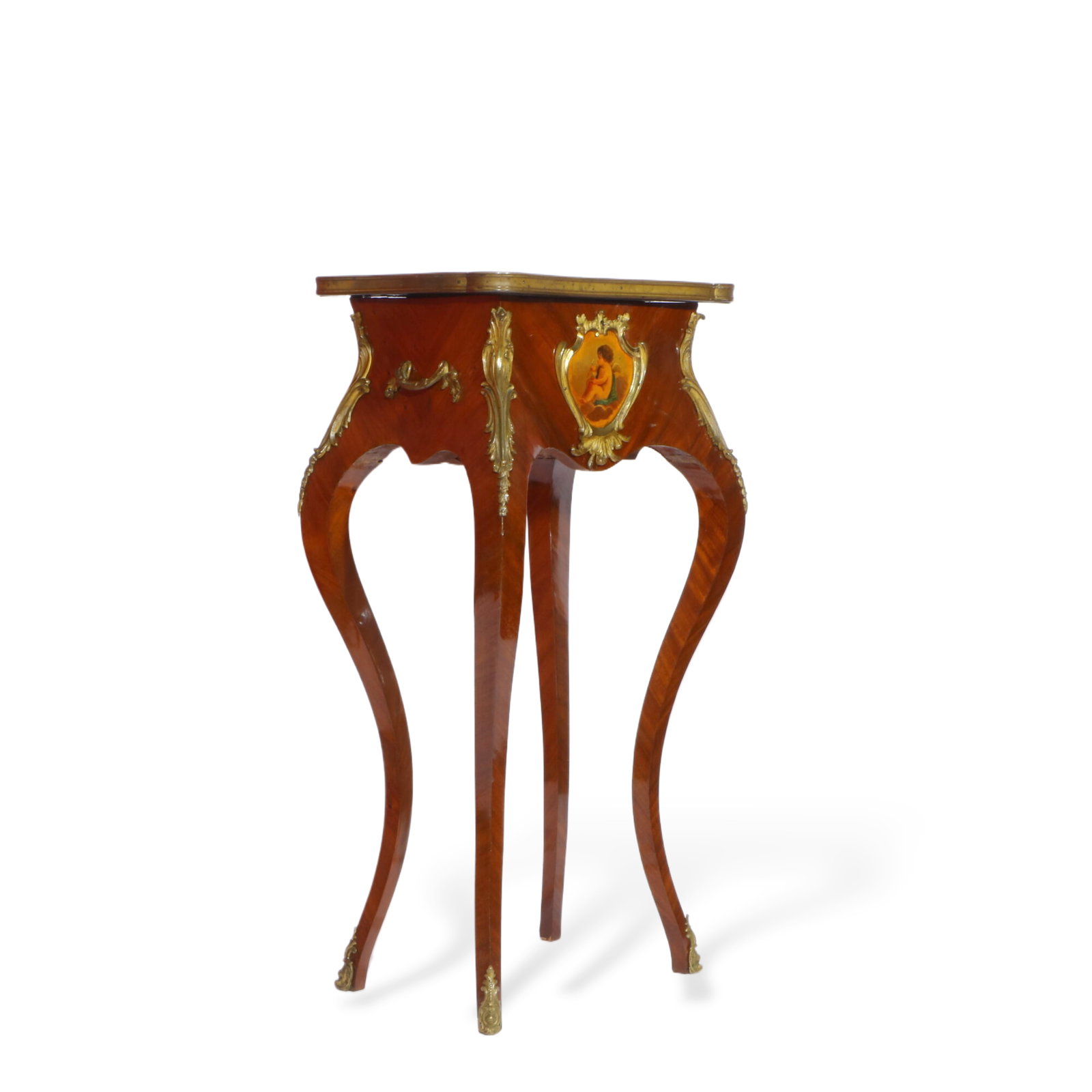 Wooden inlaid copper flower table: Height 75cm, Length 39cm, Width 30.5cm