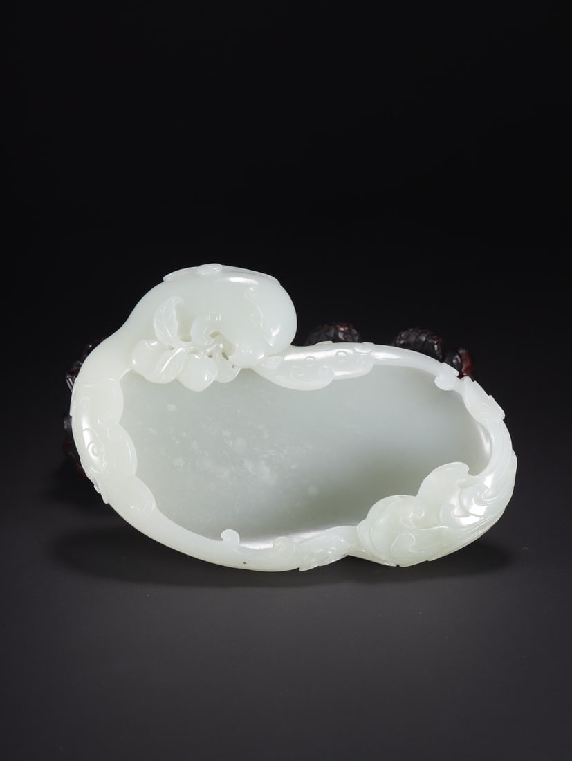Chinese Hetian Jade Phoenix Brush Washer: Dimensions: 13*8.8*2.8 cm, Weight: 239.5 g