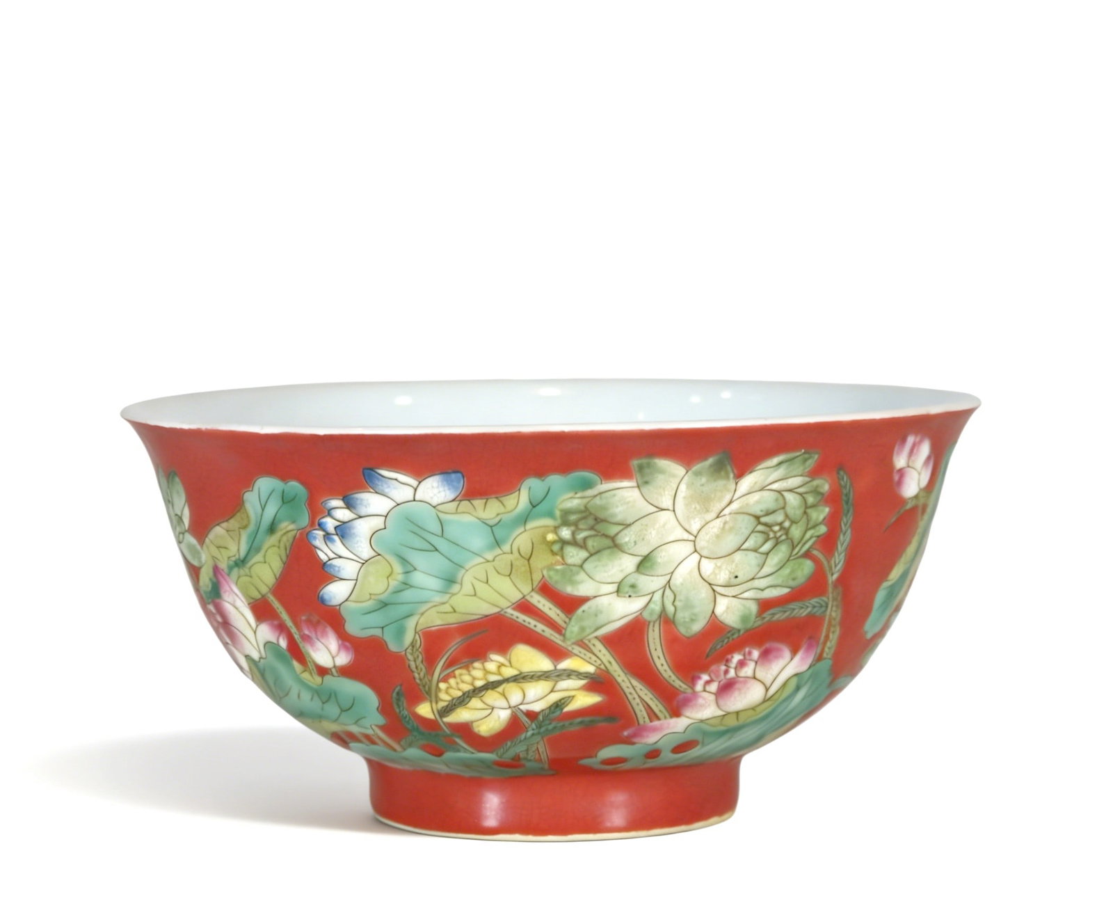 Chinese Qing Dynasty Enamel Lotus Pattern Bowl (1 of 6)