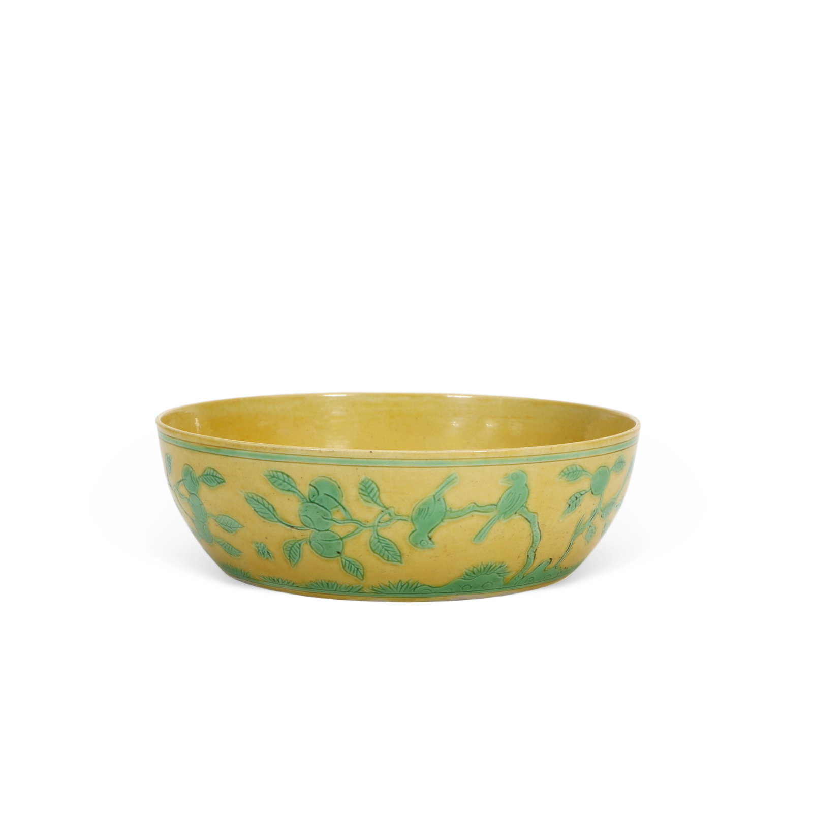 Chinese Qing Dynasty Yellow-ground Green-glazed Floral Plate (1 of 6)