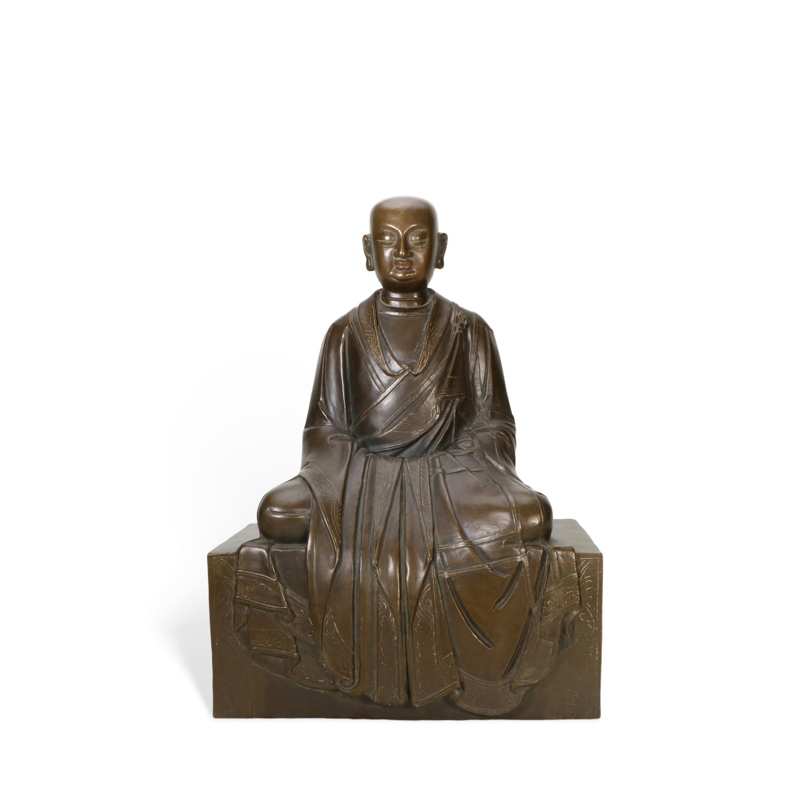 Chinese Qing Dynasty Copper Seated Statue of Ksitigarbha Bodhisattva (1 of 6)