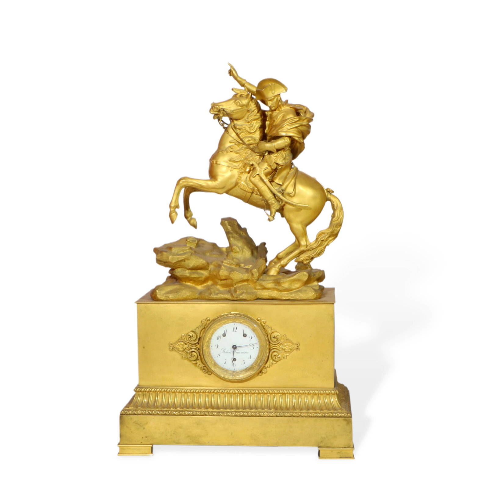 Gilded Copper knight tiampiece: Height 79cm, Length 47cm