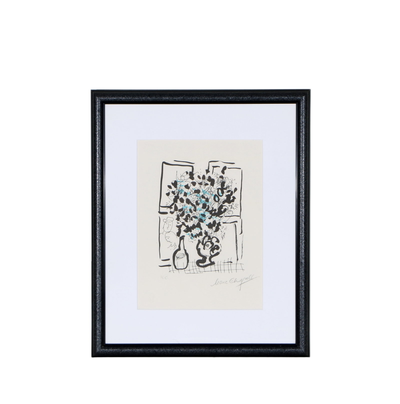 Marc Chagall Le Bouquet Noir Et Bleu Prints: Frame height 54cm, width 44cm; Core height 34cm, width 25cm