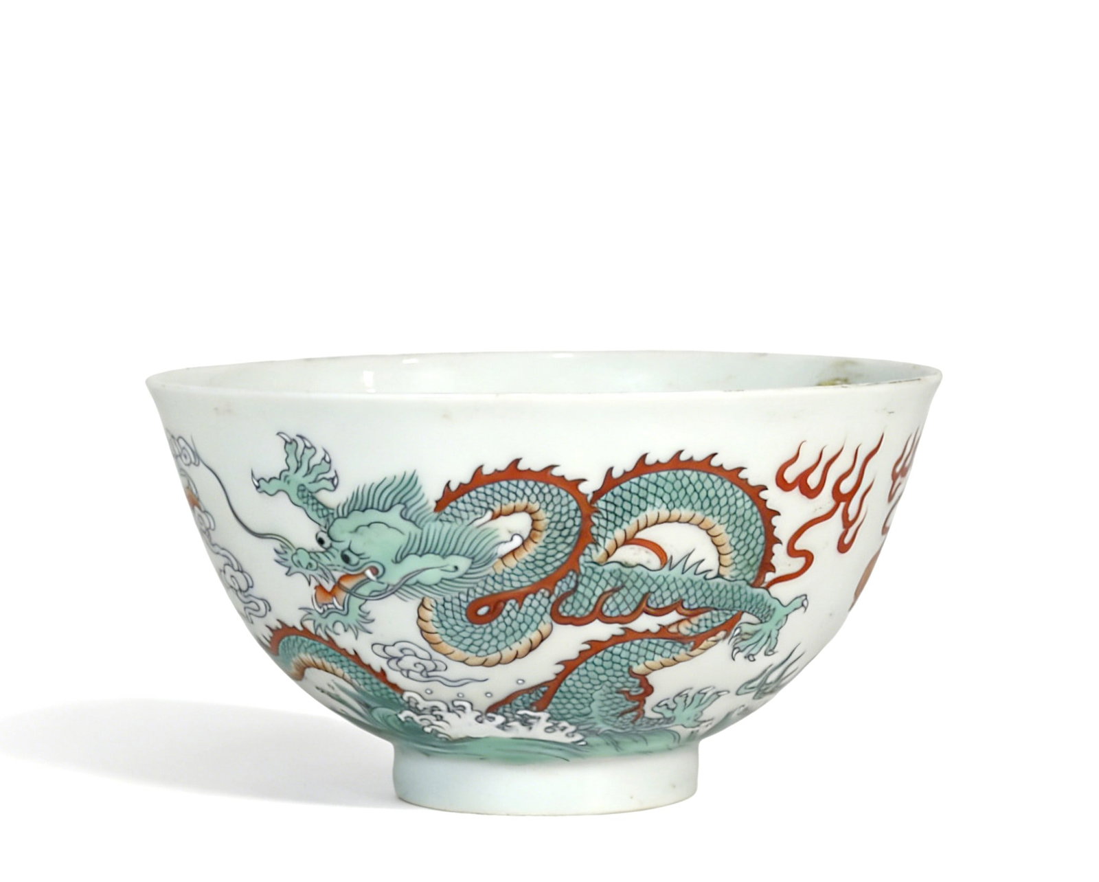 Chinese Qing Dynasty Doucai Bowl with Sea Dragon Design (1 of 5)
