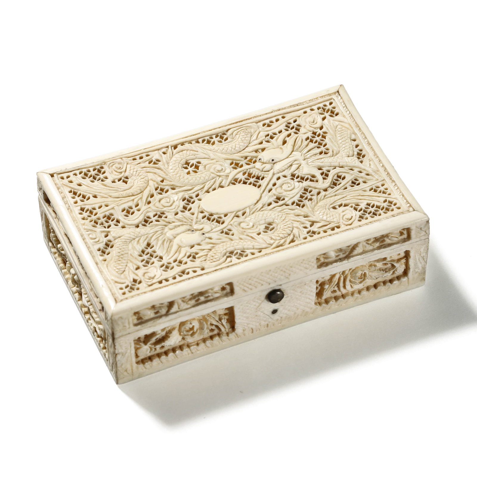 ANTIQUE CHINESE CARVED BONE BOX (1 of 6)