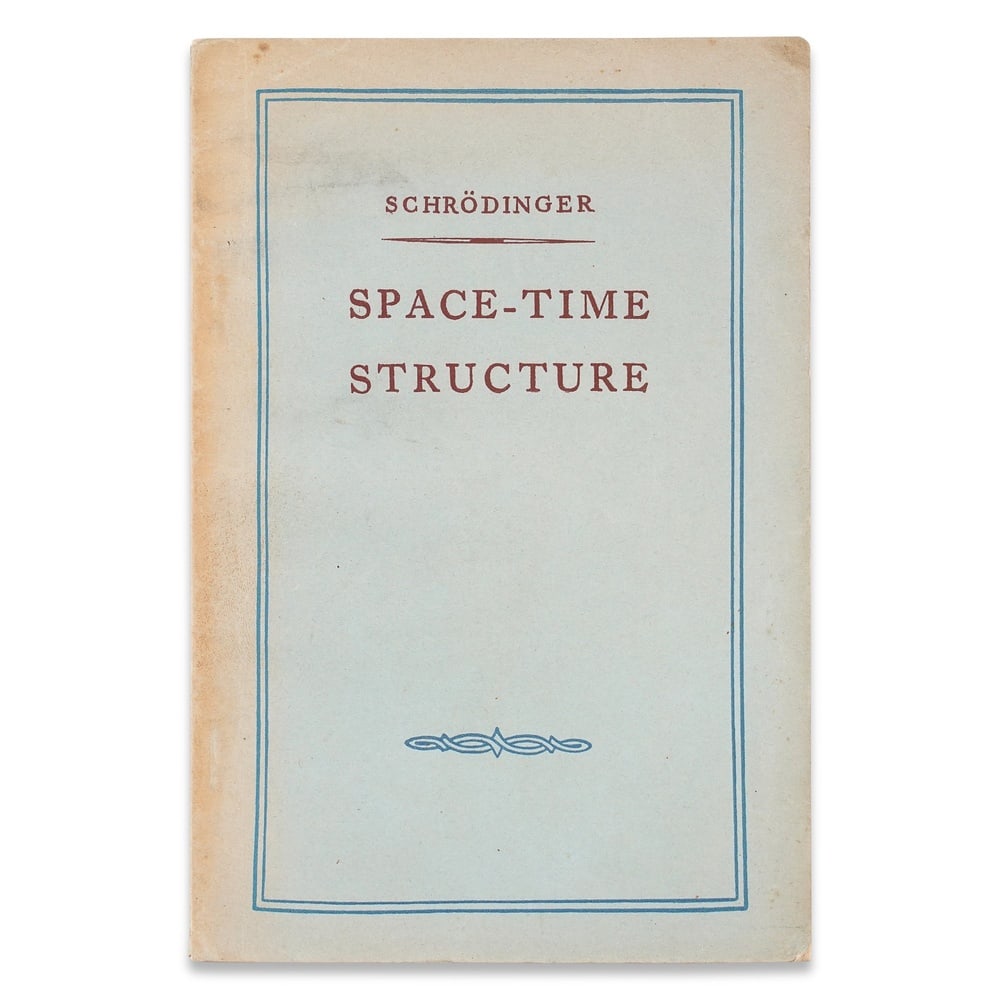 ERWIN SCHRODINGER SIGNED "SPACE-TIME STRUCTURE": 8 1/2 x 5 3/4 in (21.7 x 14.5 cm) Provenance and Authentication: This collectible has undergone a rigorous forensic evaluation. The signatures were carefully analyzed across multiple criteria,