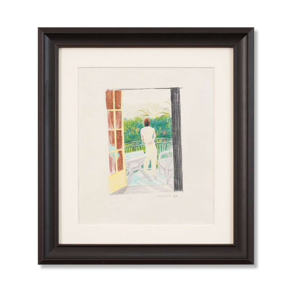 DAVID HOCKNEY (B.1937), ATTRIBUTED TO, PASTEL, COLOUR CRAYON, PENCIL AND FELT PEN ON PAPER: Signed (lower right) Image Dimensions: 14 5/8 x 12 5/8 in (37.3 x 32 cm) Framed Dimensions: 21 7/8 x 19 3/4 in (55.5 x 50 cm) This painting comes with COA. Few contemporary artists have explored the