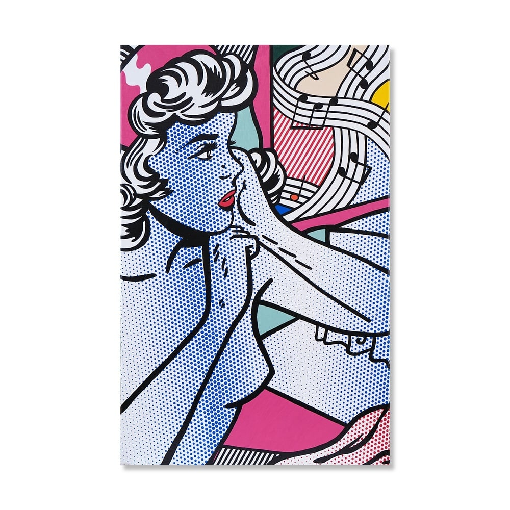 ROY LICHTENSTEIN (1923-1997), OIL AND MAGNA ON CANVAS: Signed (verso) Image Dimensions: 35 x 22 1/2 in (89 x 57 cm) This painting comes with COA. ROY LICHTENSTEIN (1923-1997) remains one of the most influential figures of postwar American art and a defini