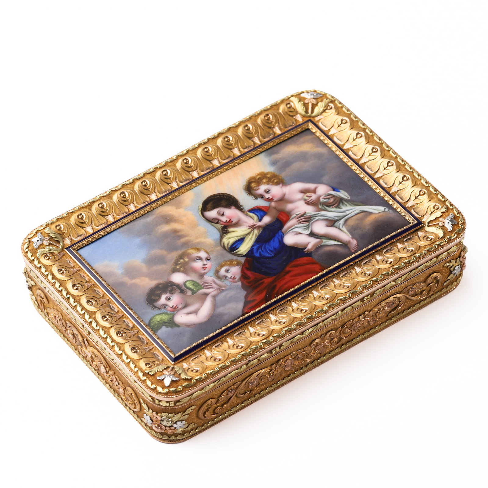 NAPOLÉON III PERIOD (1852–1870) — A FRENCH NOBLE COMMISSIONED FOUR-COLOR GOLD ENAMEL BOX (1 of 6)