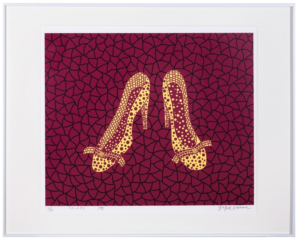 YAYOI KUSAMA (B.1929), SILKSCREEN PRINT: Image Dimensions: 21 7/8 x 19 1/4 in (55.5 x 49 cm) Yayoi Kusama (b. 1929) stands as one of the most iconic and influential female artists in the history of contemporary art. Through her infinite fiel