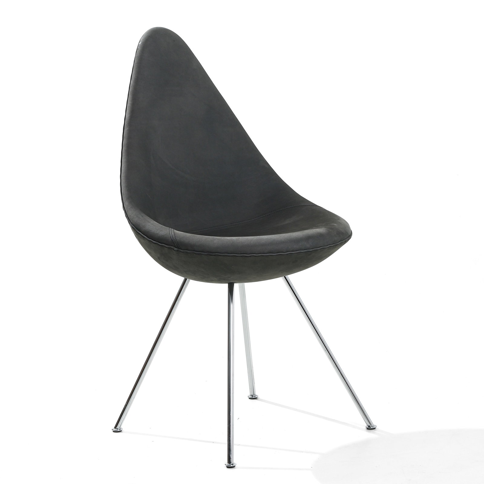 ARNE JACOBSEN FOR FRITZ HANSEN, DROP CHAIR, 1958: Dimensions: Height 35 in. (89 cm), Seat height 18 7/8 in. (48 cm), Width 18 1/8 in. (46 cm) Description A Danish Drop chair designed by Arne Jacobsen and produced by Fritz Hansen, originally created i