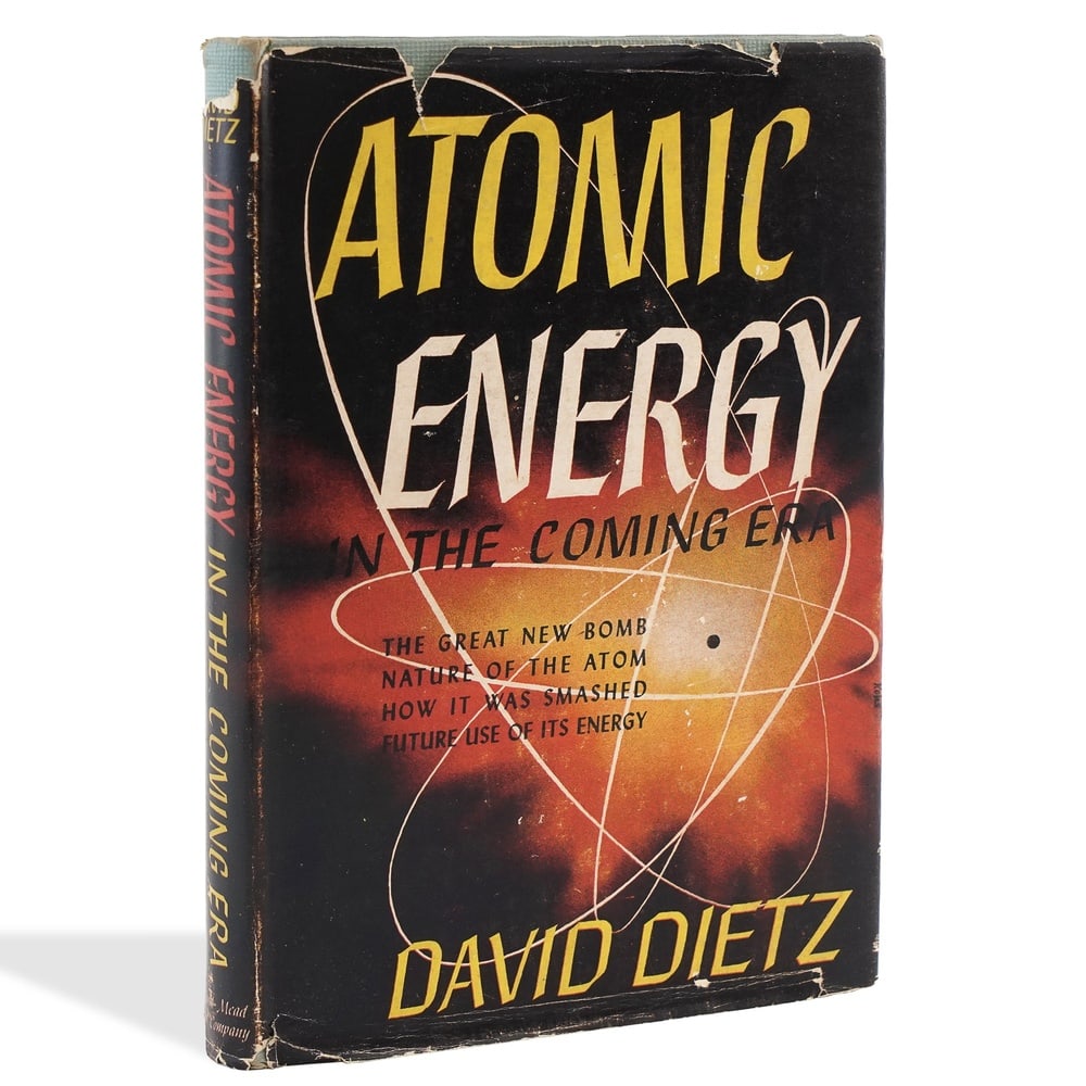 ALBERT EINSTEIN & J. ROBERT OPPENHEIMER SIGNED ATOMIC ENERGY IN THE COMING ERA: 7 5/8 x 5 3/8 in (19.4 x 13.5 cm) Provenance and Authentication: This collectible has undergone a rigorous forensic evaluation. The signatures were carefully analyzed across multiple criteria, includi