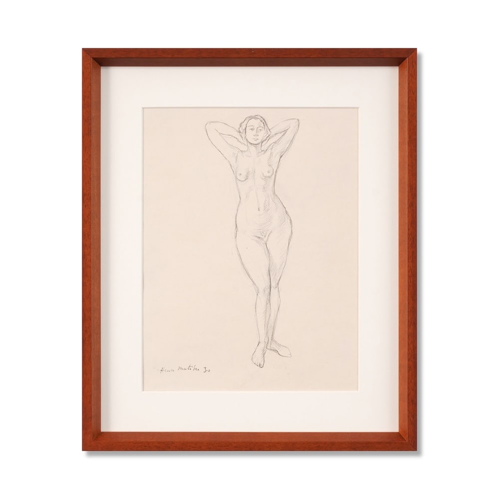 HENRI MATISSE (1869-1954), ATTRIBUTED TO, PENCIL ON PAPER: Signed (lower left) Image Dimensions: 13 1/8 x 10 in (33.2 x 25.4 cm) Framed Dimensions: 18 x 15 in (45.7 x 38 cm) This painting comes with COA. Henri Matisse remains one of the most influential maste