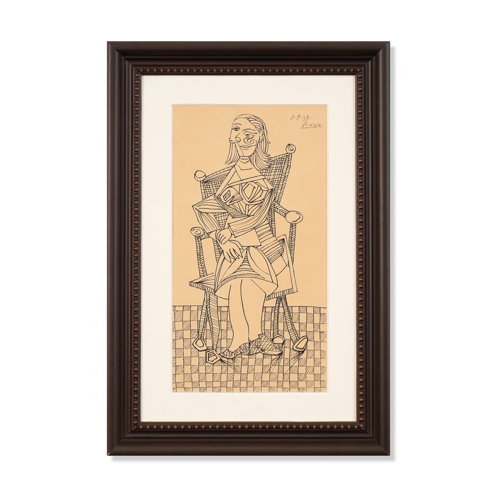 PABLO PICASSO (1881-1973), ATTRIBUTED TO, PEN AND INDIA INK ON PAPER: Signed (upper right) Image Dimensions: 18 1/8 x 9 5/8 in (45.9 x 24.5 cm) Framed Dimensions: 26 x 17 1/2 in (66 x 44.5 cm) This painting comes with COA. Pablo Picasso is widely regarded as one of the 