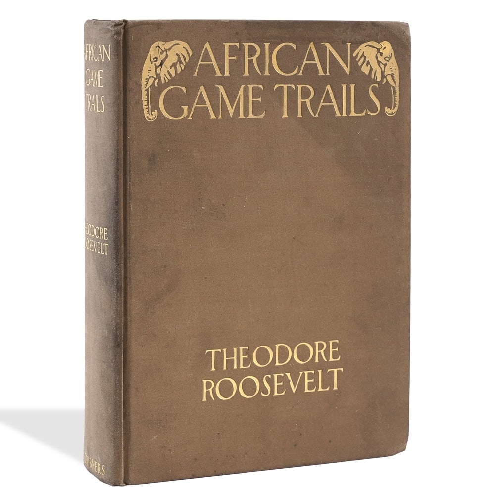 THEODORE ROOSEVELT SIGNED AFRICAN GAME TRAILS: 9 3/4 x 6 3/4 in (24.6 x 17.2 cm) Provenance and Authentication: This collectible has undergone a rigorous forensic evaluation. The signatures were carefully analyzed across multiple criteria, includi
