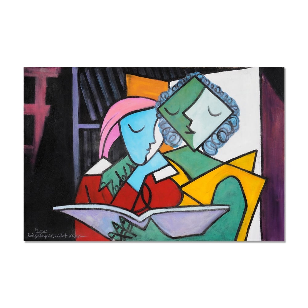 PABLO PICASSO (1881-1973), ATTRIBUTED TO, OIL ON CANVAS: Signed (lower left) Image Dimensions: 35 x 23 1/2 in (89 x 59.5 cm) This painting comes with COA. Pablo Picasso (1881-1973) was one of the most transformative figures in modern art, whose career encom