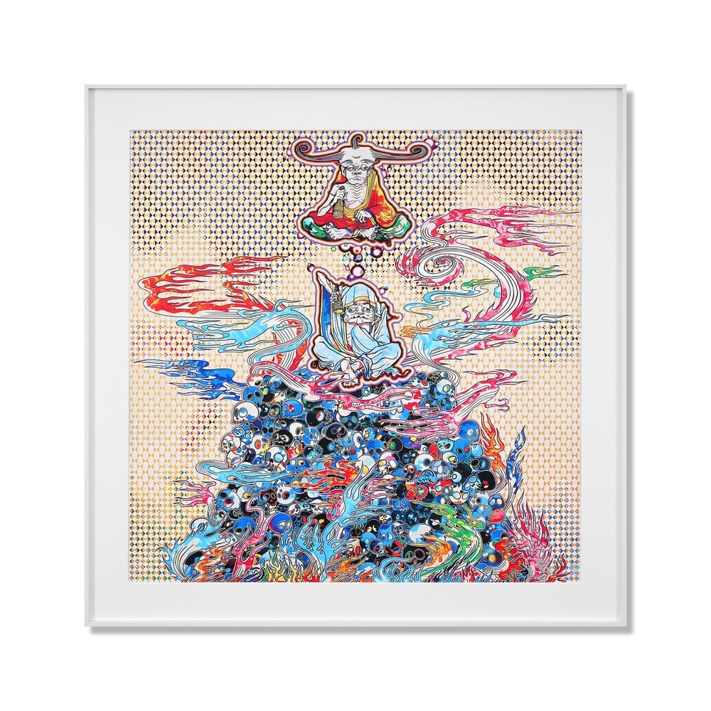 TAKASHI MURAKAMI (B.1962), OFFSET LITHOGRAPH: Signed (lower right) Image Dimensions: 26 5/8 x 26 5/8 in (67.5 x 67.5 cm) Framed Dimensions: 31 7/8 x 31 7/8 in (81 x 81 cm) Takashi Murakami (B. 1962), widely regarded as the foremost figure of cont