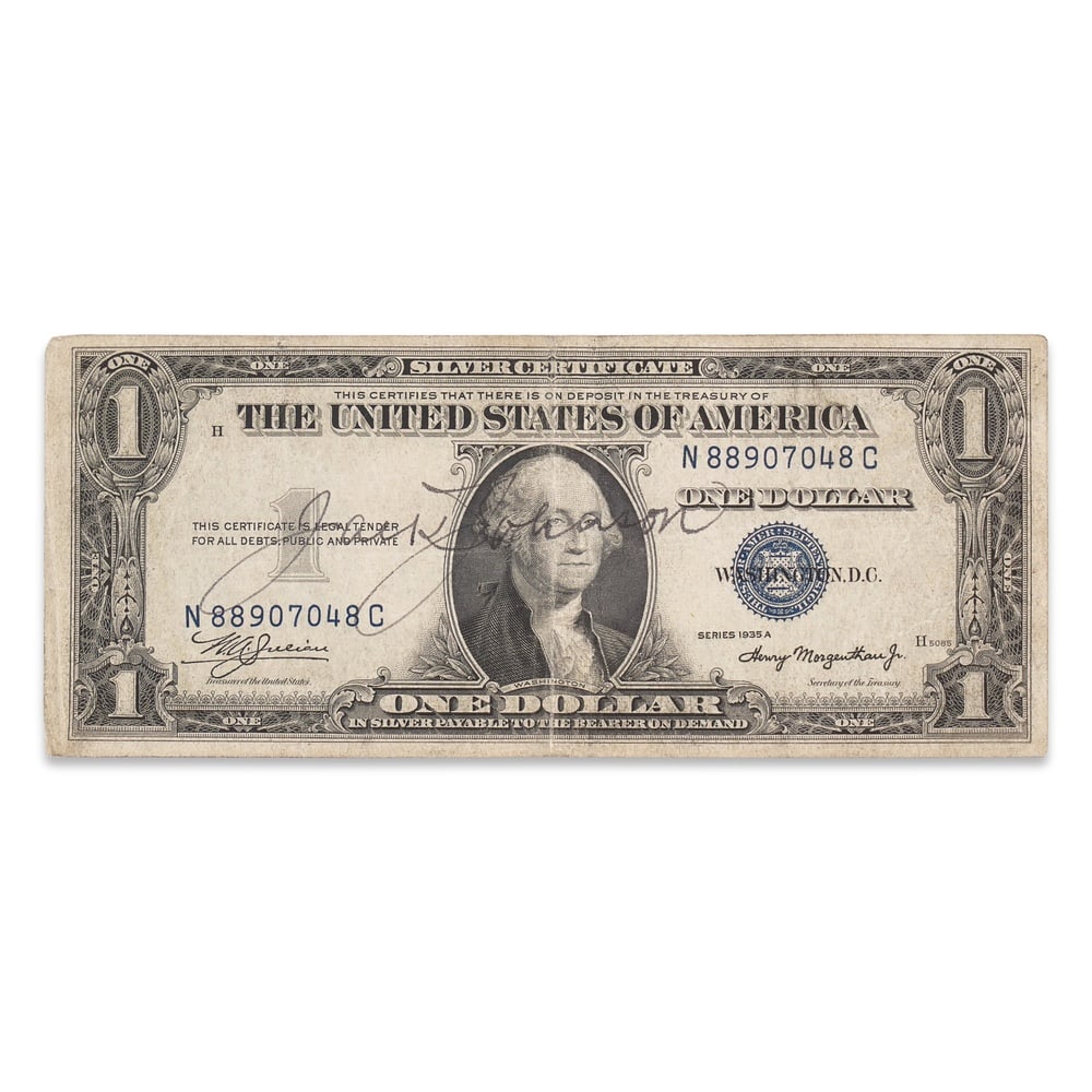 JACK JOHNSON SIGNED 1935 SERIES A UNITED STATES ONE DOLLAR SILVER CERTIFICATE (1 of 2)