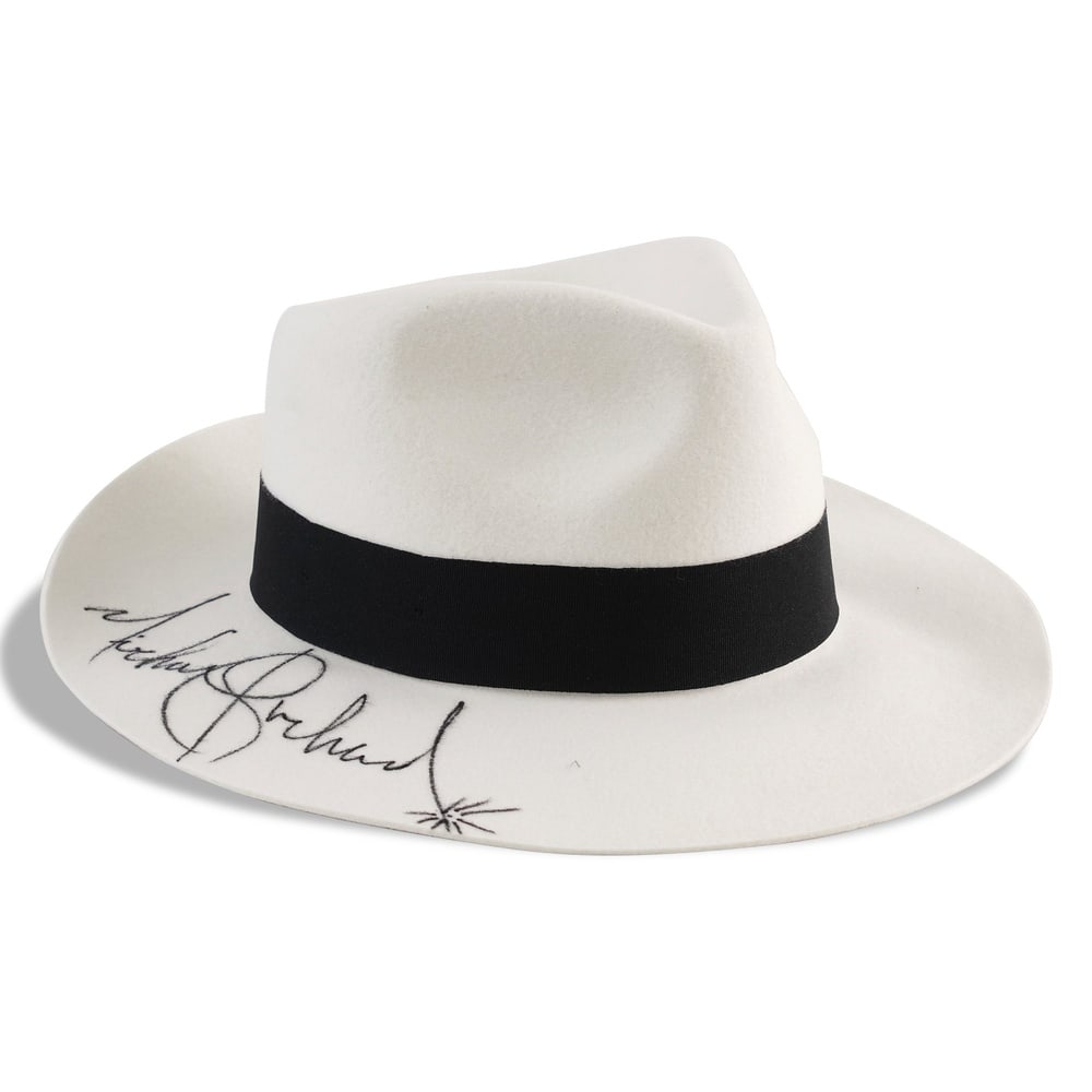 MICHAEL JACKSON SIGNED WHITE FEDORA HAT (1 of 4)