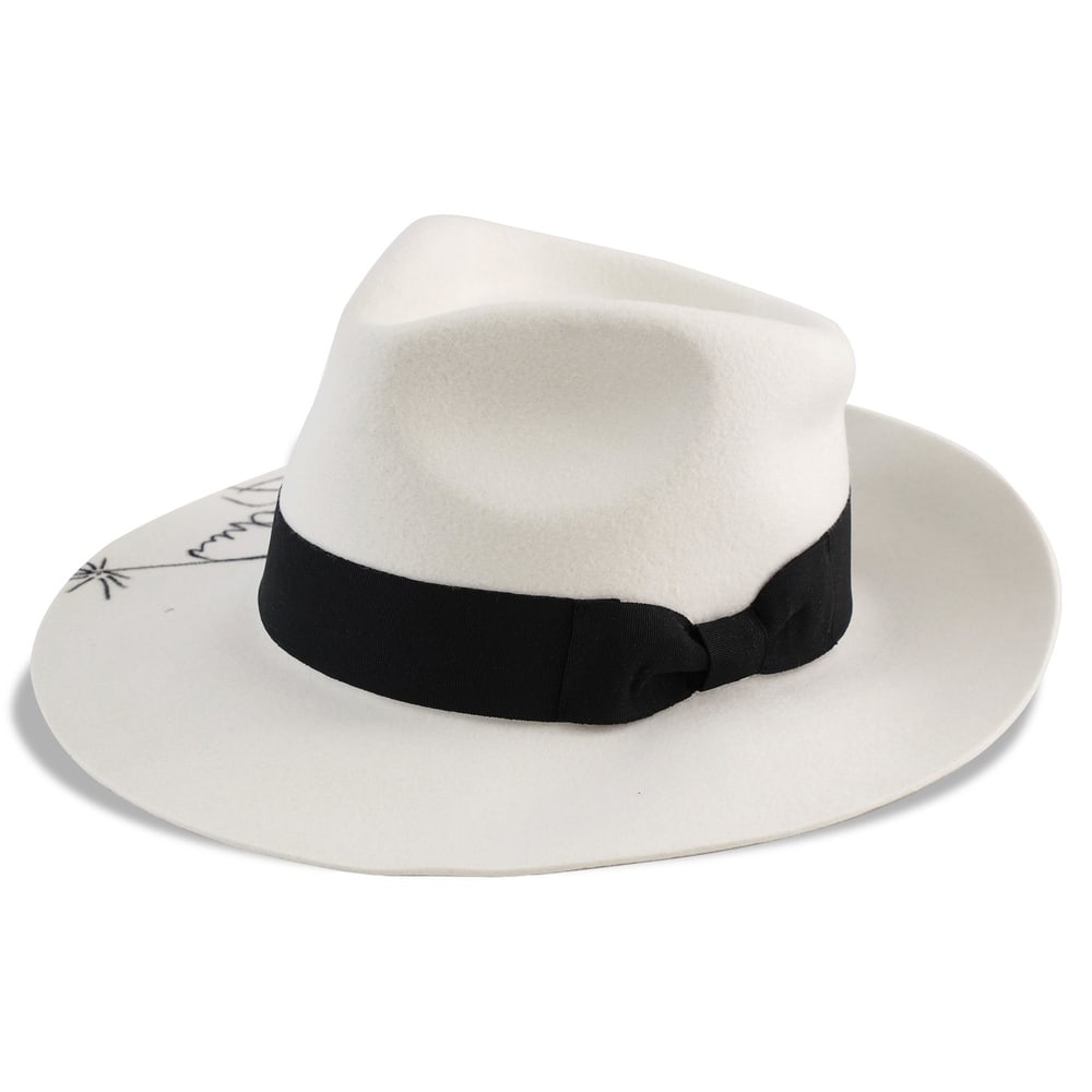 MICHAEL JACKSON SIGNED WHITE FEDORA HAT - 2