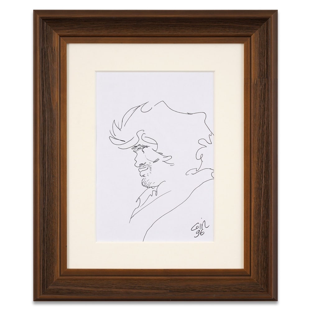 JEAN GIRAUD ("MOEBIUS") SIGNED INK DRAWING, ATTRIBUTED TO, 1996: Image Dimensions: 11 1/4 x 7 7/8 in (28.7 x 20 cm) Framed Dimensions: 19 3/4 x 16 3/8 in (50.3 x 41.6 cm) Provenance and Authentication: This collectible has undergone a rigorous forensic evaluation. 