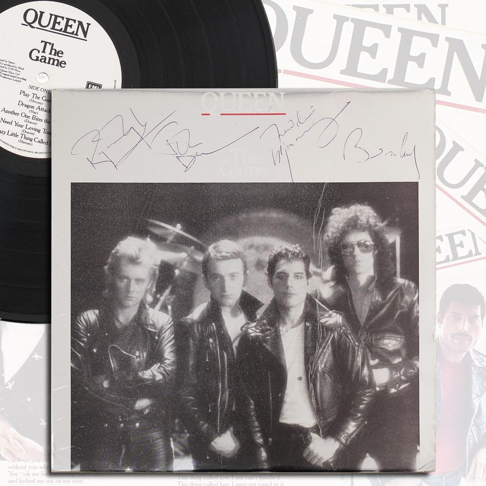 QUEEN FULLY SIGNED "THE GAME" LP: 12 1/4 x 12 1/4 in Provenance and Authentication: This collectible has undergone a rigorous forensic evaluation. The signatures were carefully analyzed across multiple criteria, including ink