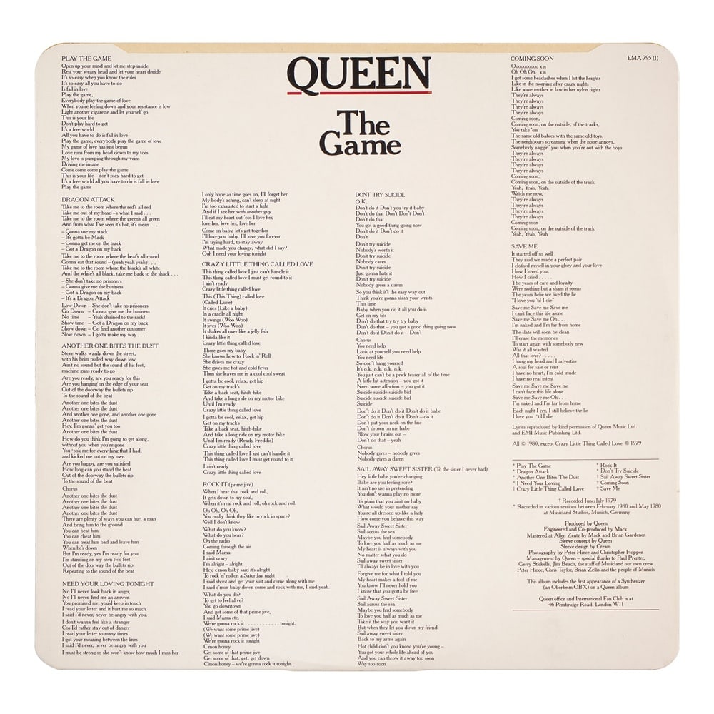QUEEN FULLY SIGNED "THE GAME" LP - 3