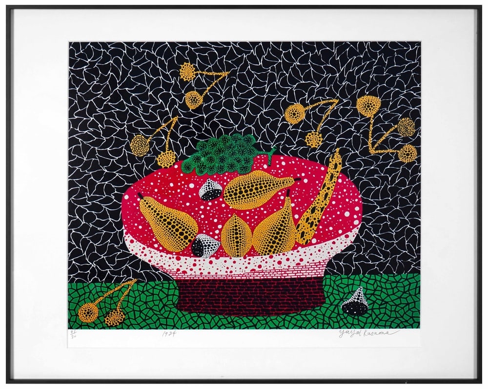 YAYOI KUSAMA (B.1929), SILKSCREEN PRINT: Image Dimensions: 20 1/2 x 17 5/8 in (52 x 45 cm) Yayoi Kusama (b. 1929) stands as one of the most iconic and influential female artists in the history of contemporary art. Through her infinite fields