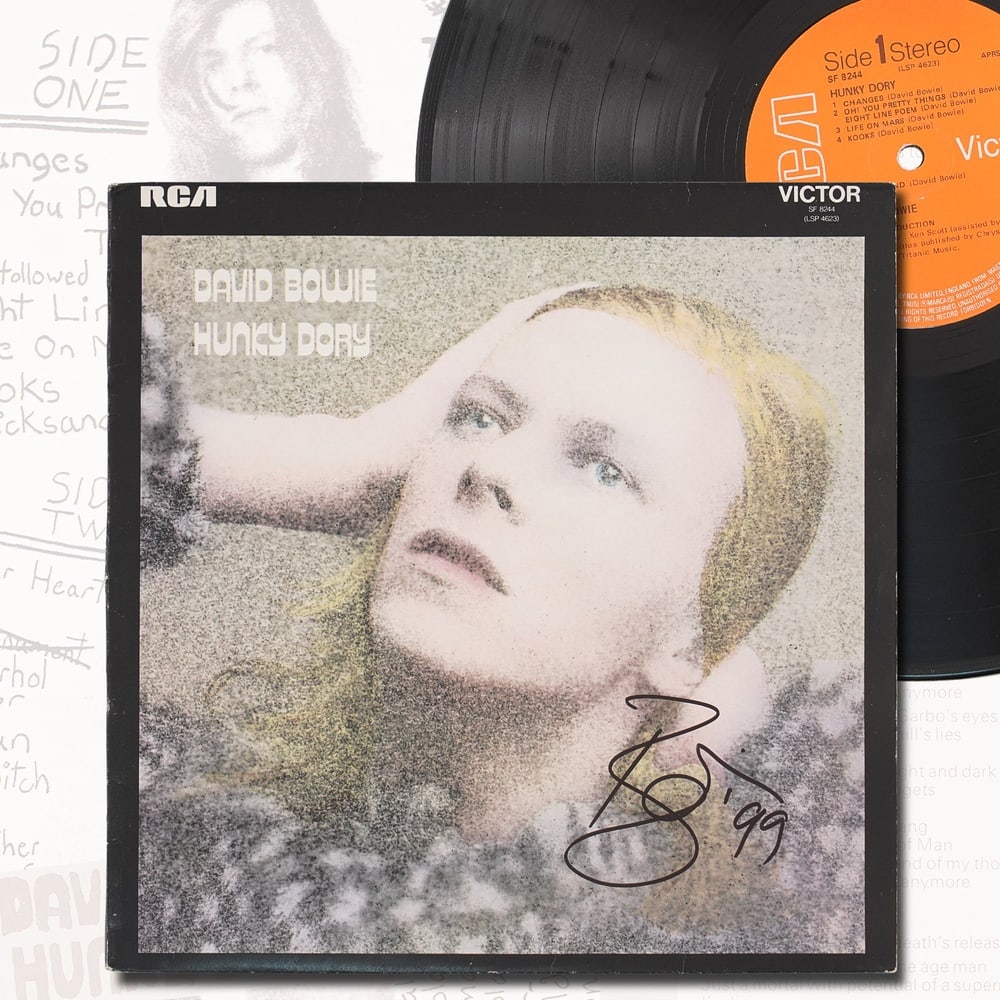 DAVID BOWIE SIGNED "HUNKY DORY" LP: 12 1/4 x 12 1/4 in Provenance and Authentication: According to the Letter of Authenticity (LOA) and Certificate of Authenticity (COA) provided by the consignor, this collectible was subjected to a for