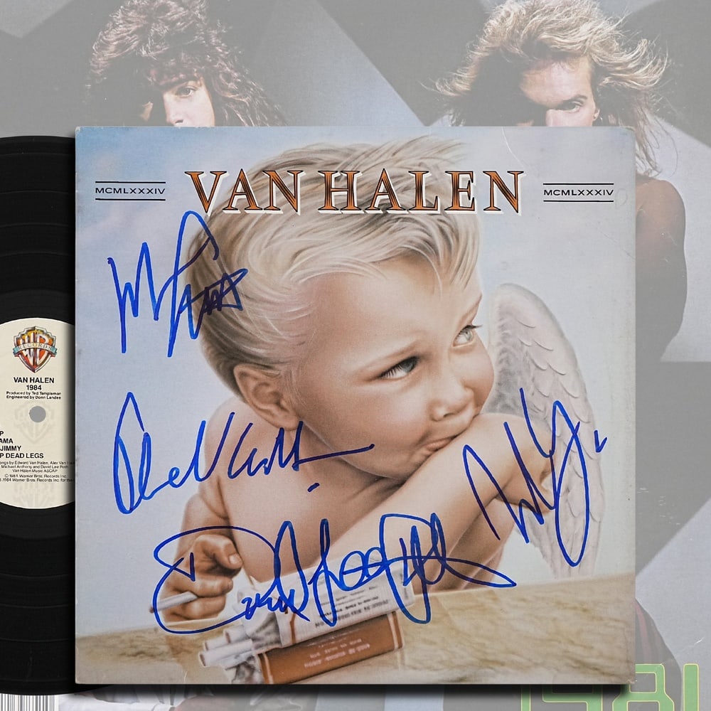 VAN HALEN FULLY SIGNED "1984" US FIRST EDITION LP: 12 1/4 x 12 1/4 in Provenance and Authentication: According to the Letter of Authenticity (LOA) and Certificate of Authenticity (COA) provided by the consignor, this collectible was subjected to a for