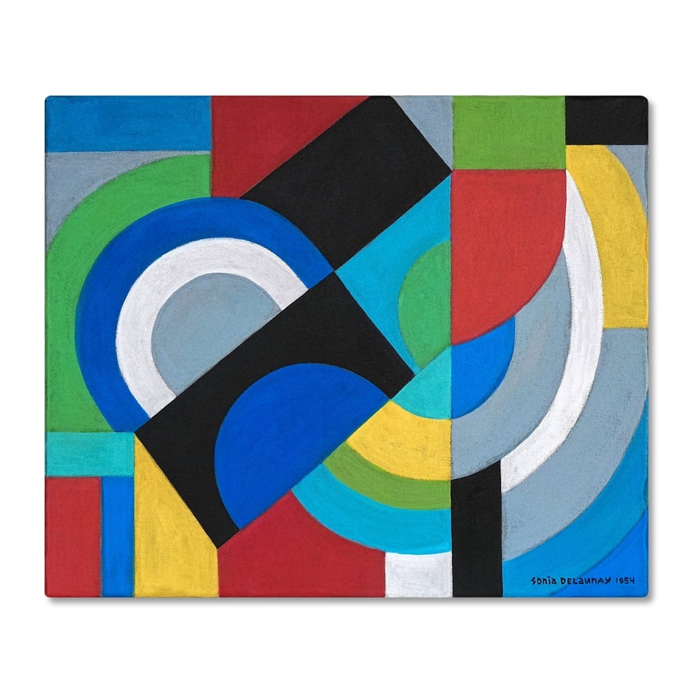 SONIA DELAUNAY (1885-1979), ATTRIBUTED TO, OIL ON CANVAS: Signed (lower right and verso) Image Dimensions: 24 x 29 in (61 x 73.5 cm) This painting comes with COA. Sonia Delaunay (1885-1979) was a major figure of twentieth-century European abstraction and a c